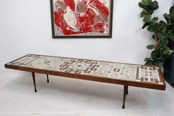 Mid Century Modern tile top coffee table long| - Image 3