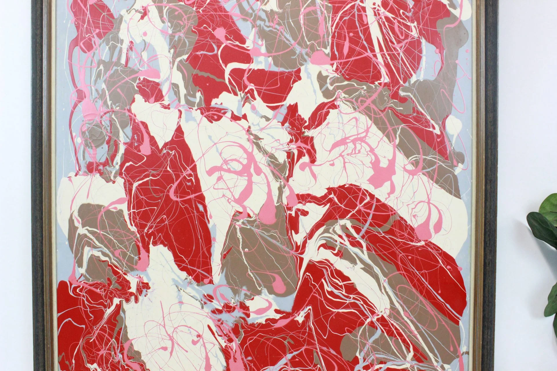 Mid Century Modern large abstract painting in the style of Pollocks | - Image 7