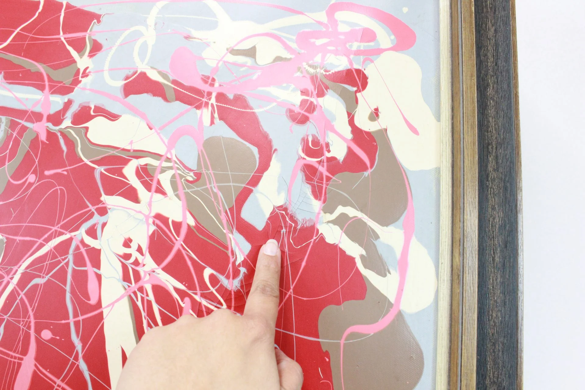 Mid Century Modern large abstract painting in the style of Pollocks | - Image 3