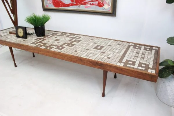 Mid Century Modern tile top coffee table long| - Image 11