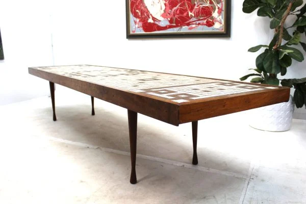 Mid Century Modern tile top coffee table long| - Image 2