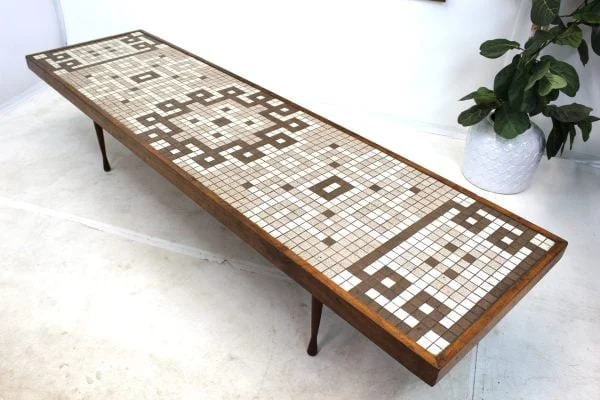 Mid Century Modern tile top coffee table long| - Image 14