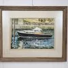 Vintage boat watercolor painting |