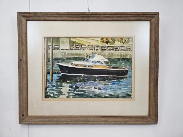 Vintage boat watercolor painting |