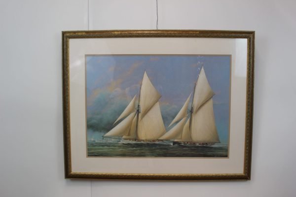 Vintage seascape painting with frame |