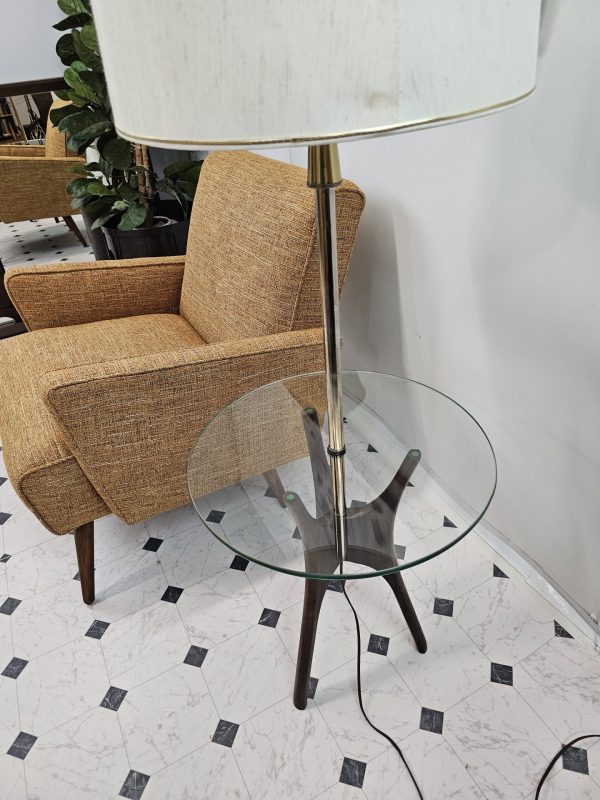 Mid Century Modern floor lamp with glass table | - Image 2