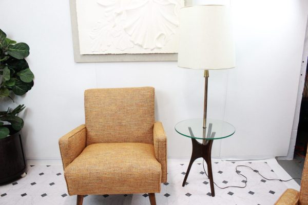 Mid Century Modern floor lamp with glass table |