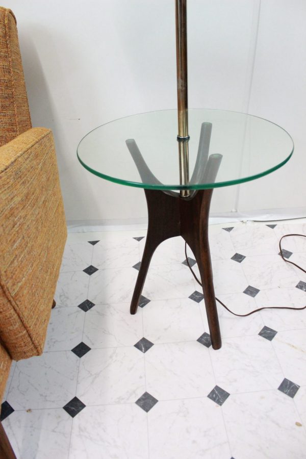 Mid Century Modern floor lamp with glass table | - Image 4