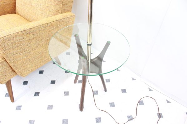 Mid Century Modern floor lamp with glass table | - Image 3