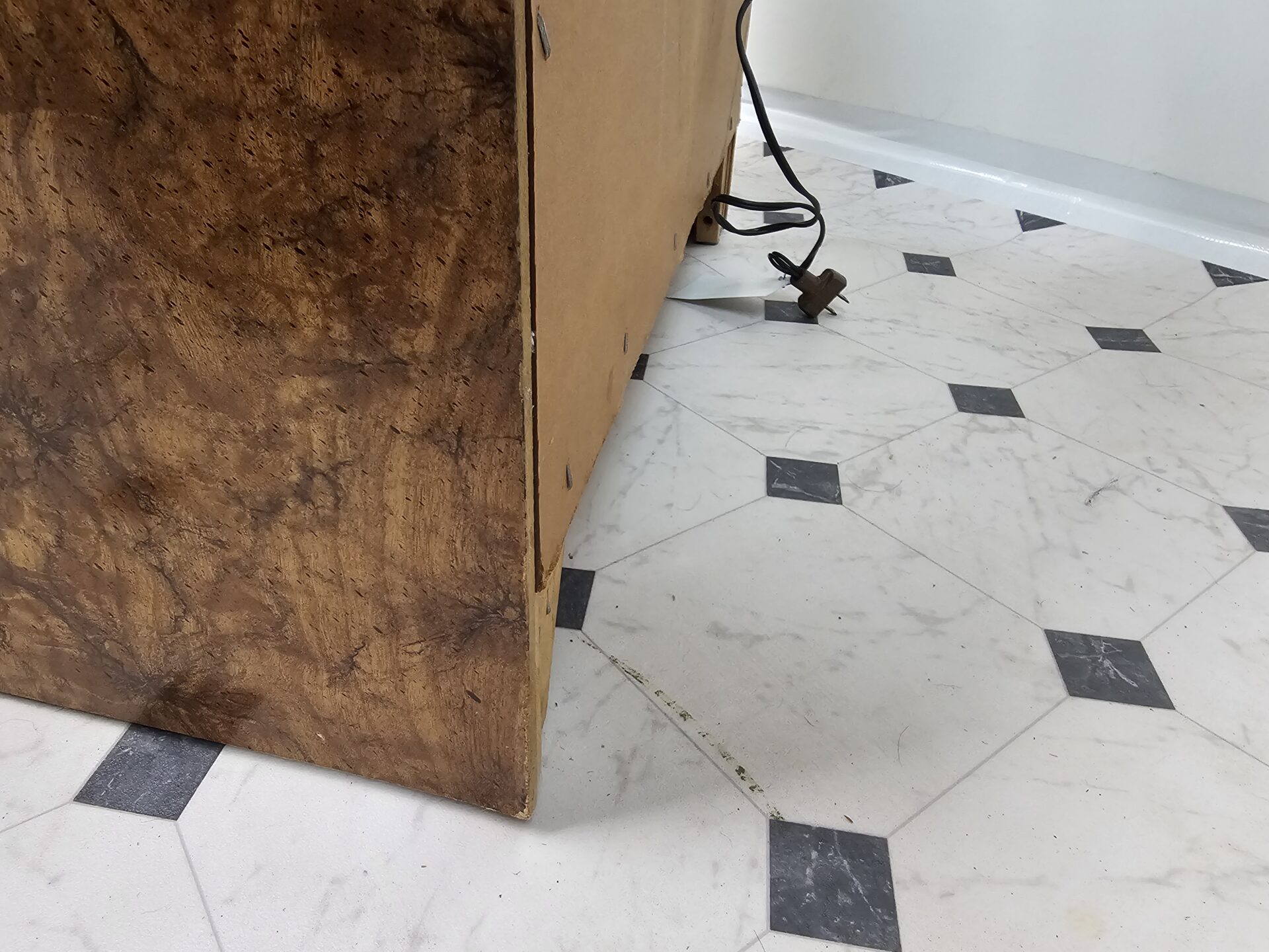Mid-Century Modern Burlwood & Chrome Nightstand - Image 6