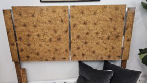Burlwood and chrome Headboard Queen/full