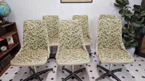 Mid-Century Modern Kitchen chairs  in floral Upholstery by Broody