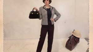 Vintage Tweed Jacket and tailored Trouser Set 1960s Jackie Kennedy Style