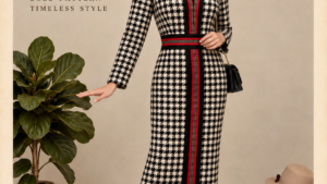 Black and white houndstooth dress