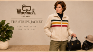 Vintage Woolrich Striped Wool Jacket – Cream 70s Zip Front Women’s Jacket