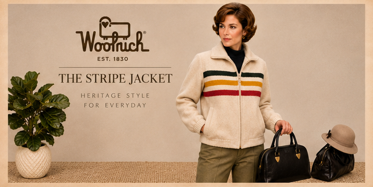 Vintage Woolrich Striped Wool Jacket – Cream 70s Zip Front Women’s Jacket